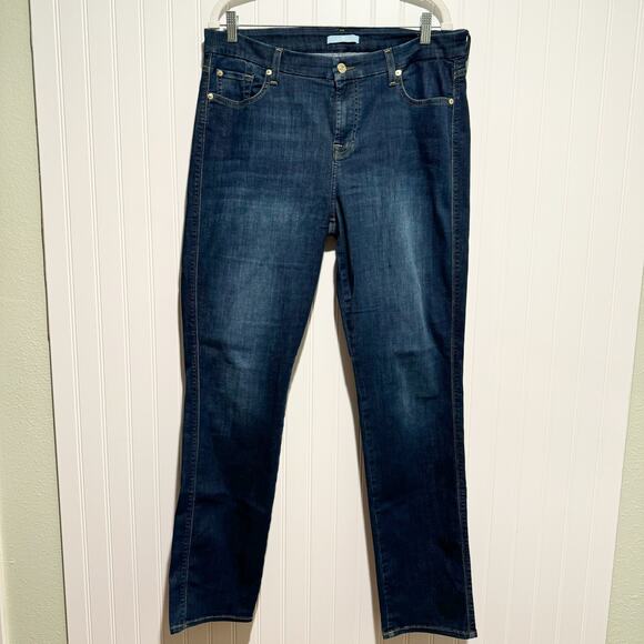 7 For All Mankind Kimmie Straight Leg Jeans Indigo Size 33 - Picture 2 of 7